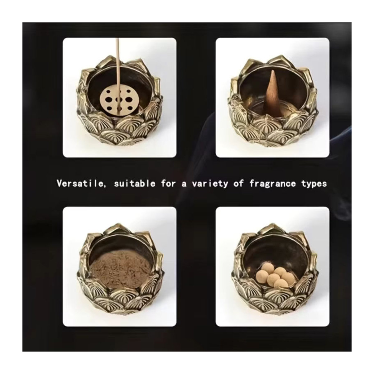 Lotus Weihrauchbrenner in Bronze als florale Tischdekoration im orientalischen Stil - Bild 5