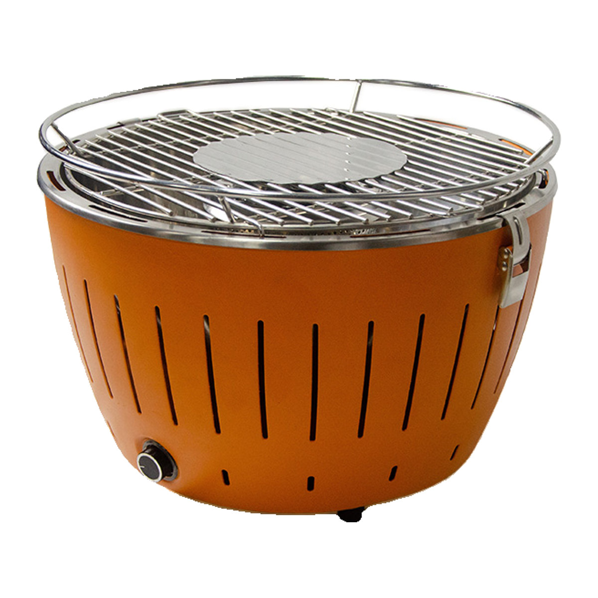 Lotusgrill Tragbarer Holzkohlegrill mit internem Ventilator in Orange und Blau - Bild 1