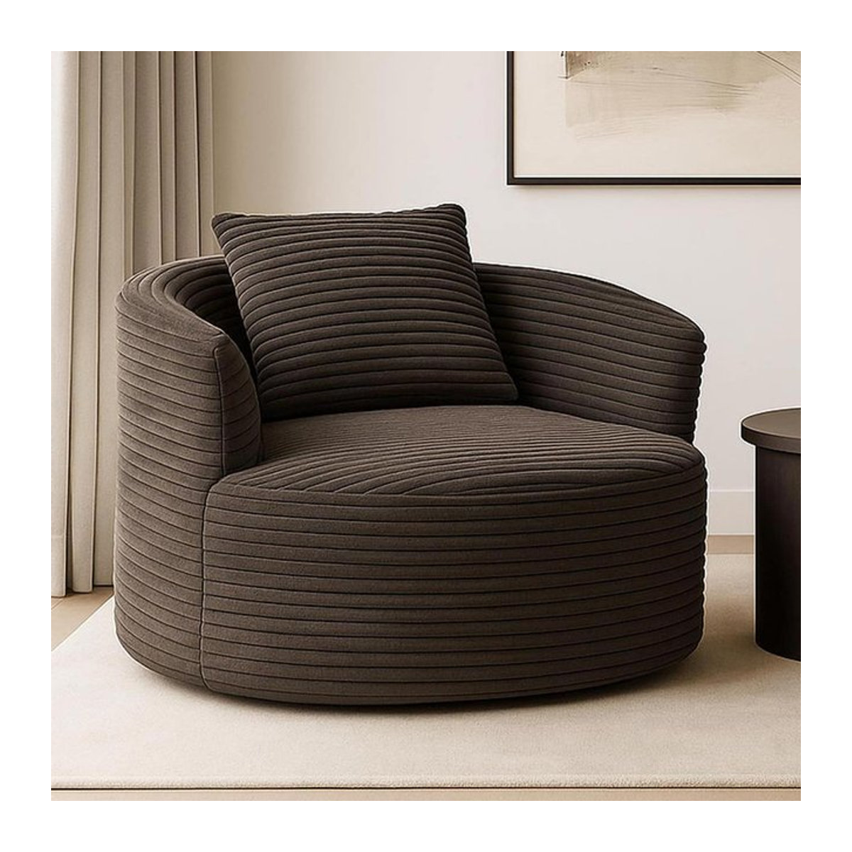 Loungesessel MCW-P18 Polstersessel aus Cord in Braun und Grau - Bild 1