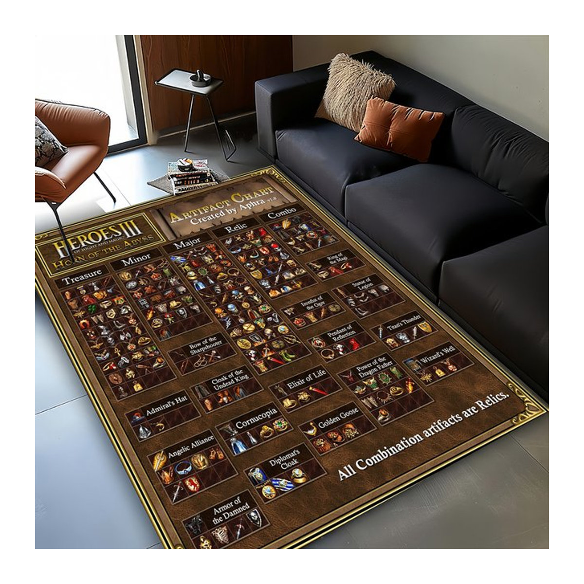 LOUSIDREAM Teppich HD Treasure Chest Heroes of Might and Magic Map 27-Stil, mehrfarbig, rutschfeste Bodenmatte für Wohnzimmer und Schlafzimmer - Bild 1