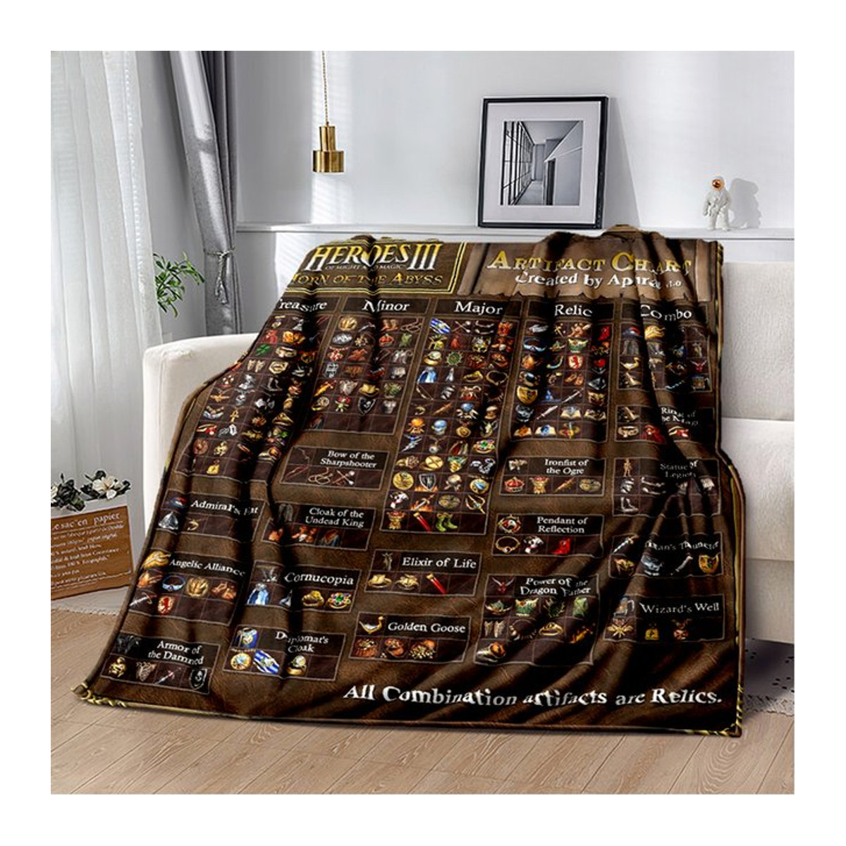 LOUSIDREAM Treasure Chest Heroes of Might and Magic Map 29 Decke, weiche Überwurfdecke in Braun für Schlafzimmer, Bett oder Sofa - Bild 1
