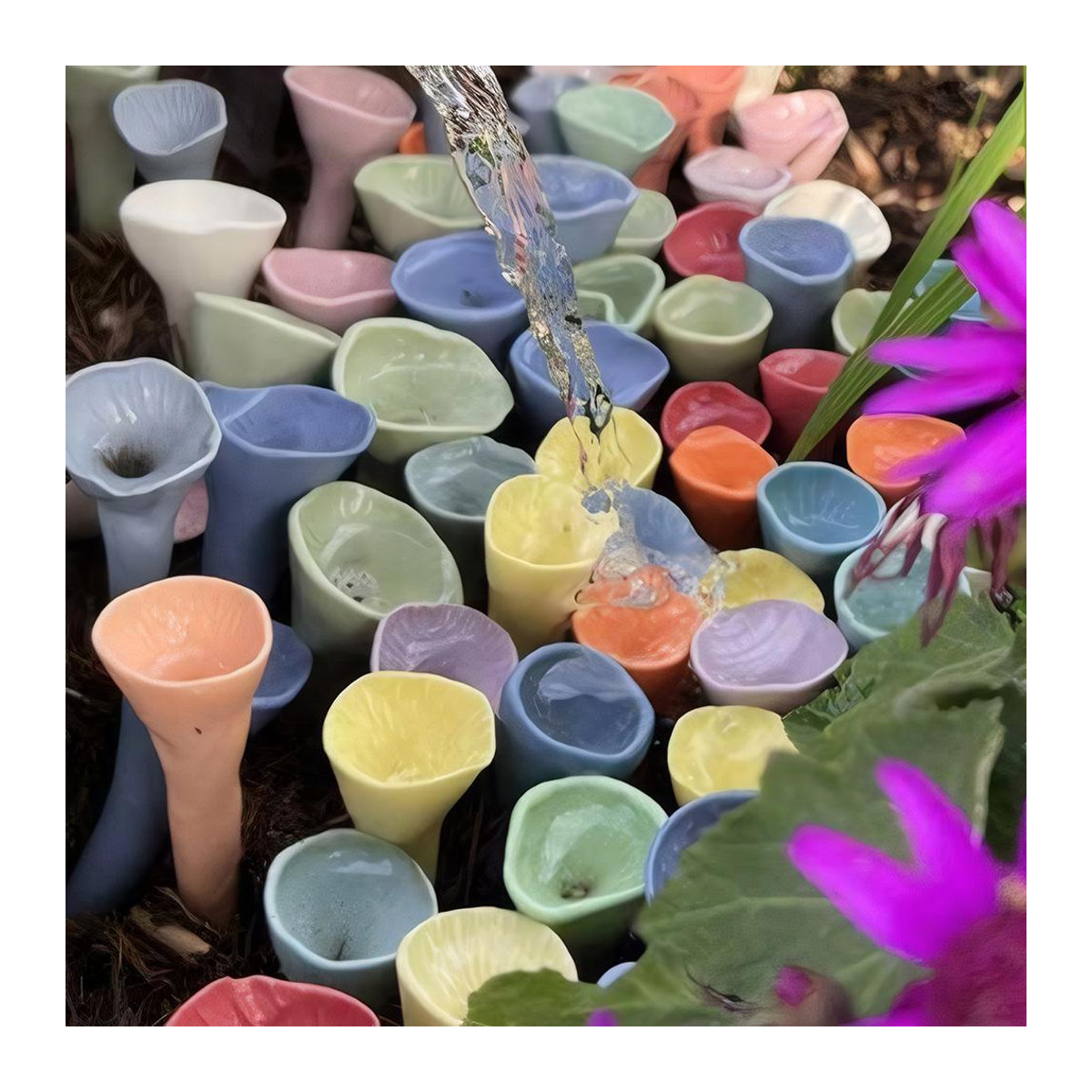 Love Home Garden Bienen-Insekten-Trinkbecher in Blütenform, rosa und mehrfarbig, aus Kunstharz für Bestäuber und Kinder - Bild 1