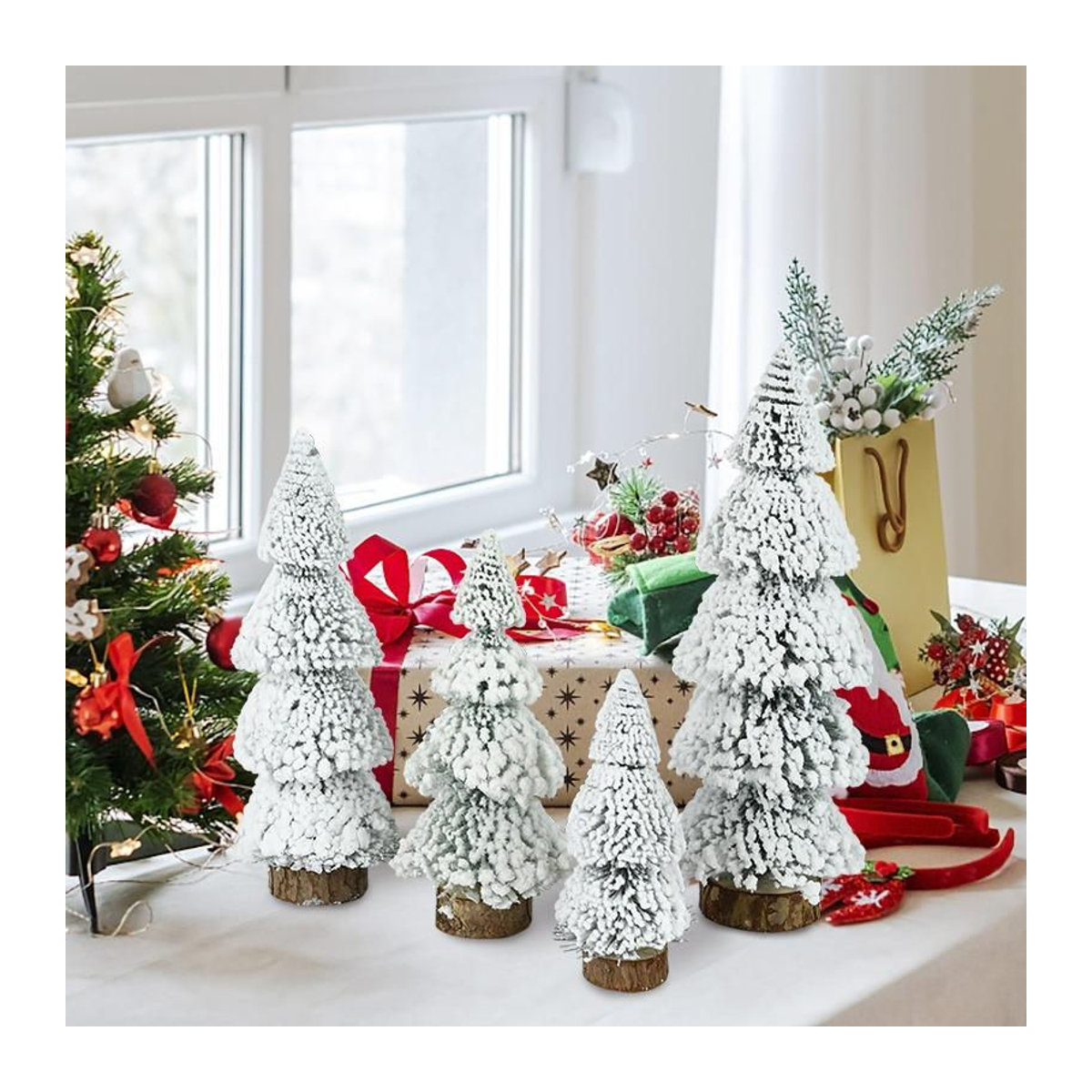 Love Home Garden Mini-Christbaumschmuck als hängendes Hängeornament in Form eines weißen Schnee- und Kieferbaums mit Zapfen für deine Weihnachtsdekoration - Bild 5