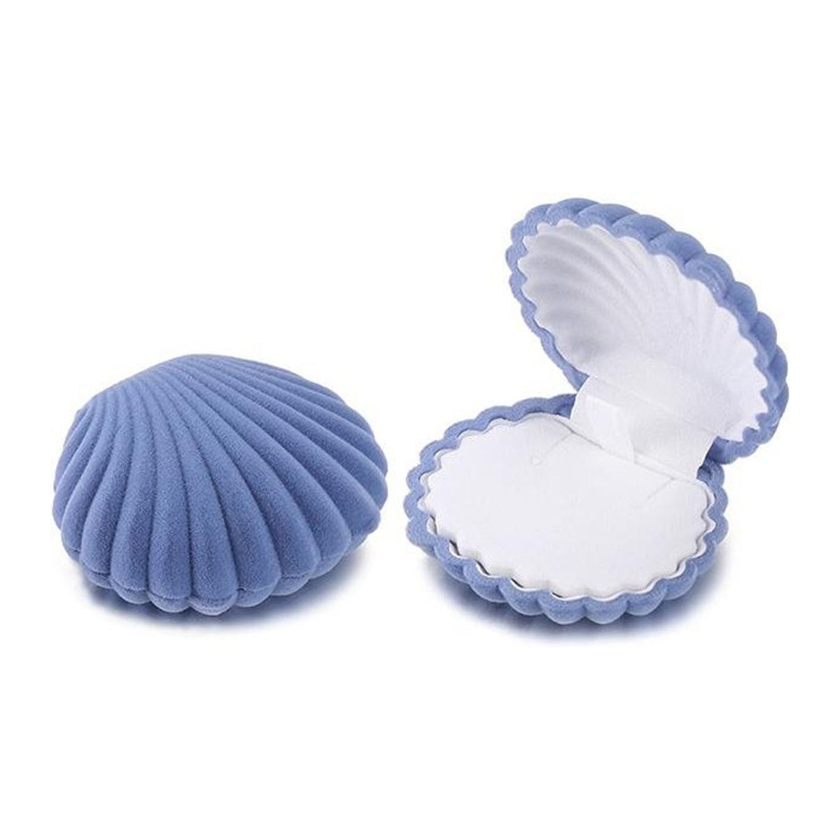 Love Home Garden Schmuckschmuckdose aus Samt in Blau für Ringe und Ohrringe als quadratisches Display für Verlobung, Hochzeit oder Valentinstag - Bild 1
