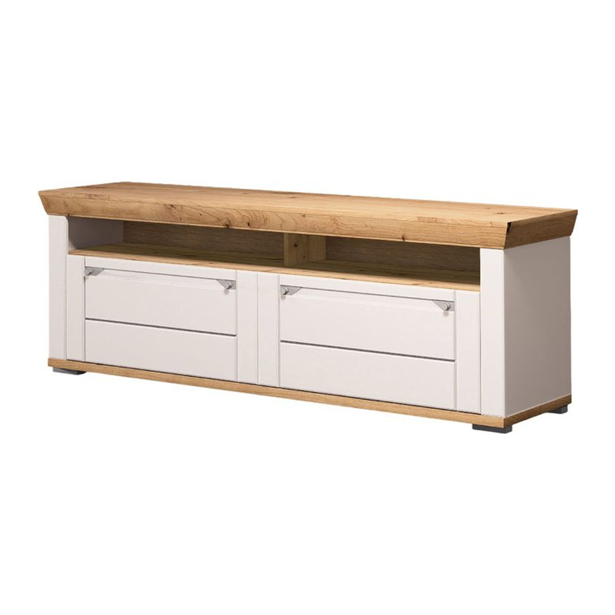 Lowboard HARPER WORCHESTER in Eiche Natur, Beige und Weiß im modernen Landhausstil - Bild 1