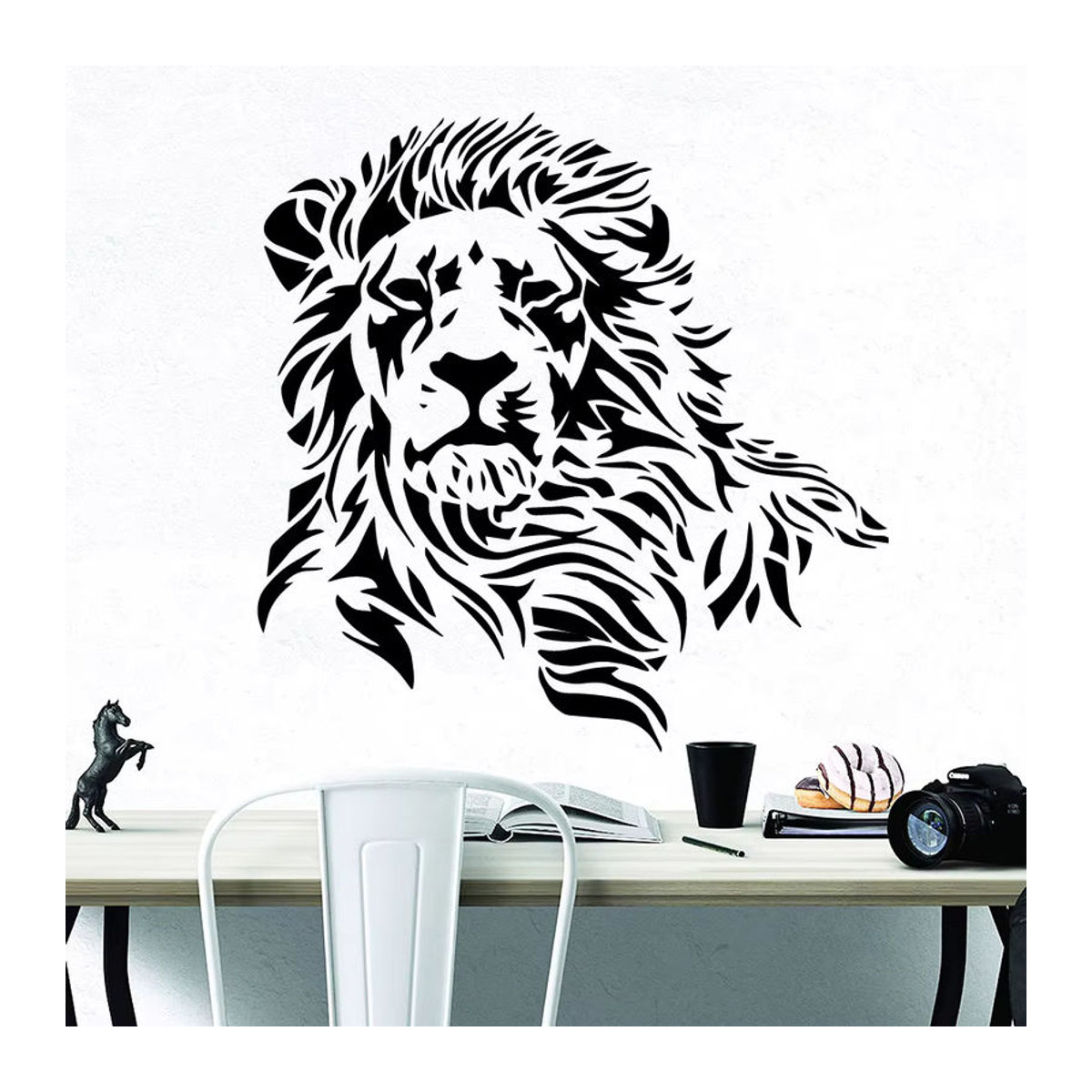 Löwe Wandtattoo Attoo Kunst Vinyl Aufkleber in Schwarz für die Kinderzimmer Dekoration - Bild 3