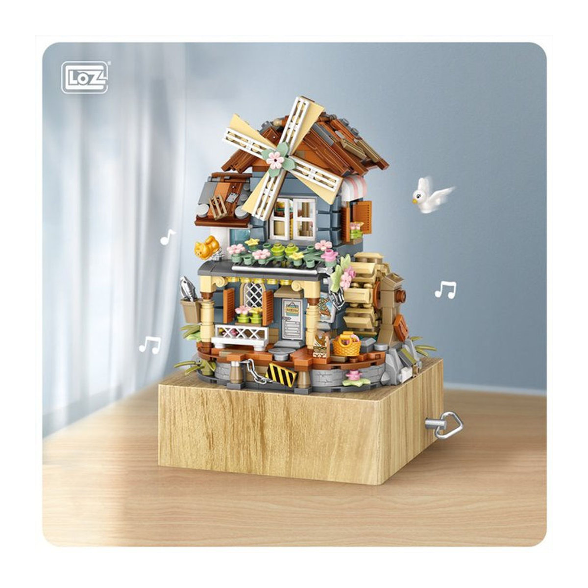 LOZ Street Series Windmill House Spieluhr Bausteine-Modell MOC-Modell Ornamente mehrfarbig - Bild 1