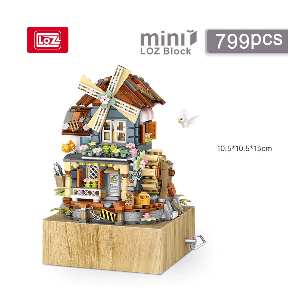 LOZ Street Series Windmill House Spieluhr Bausteine-Modell MOC-Modell Ornamente mehrfarbig - Bild 2