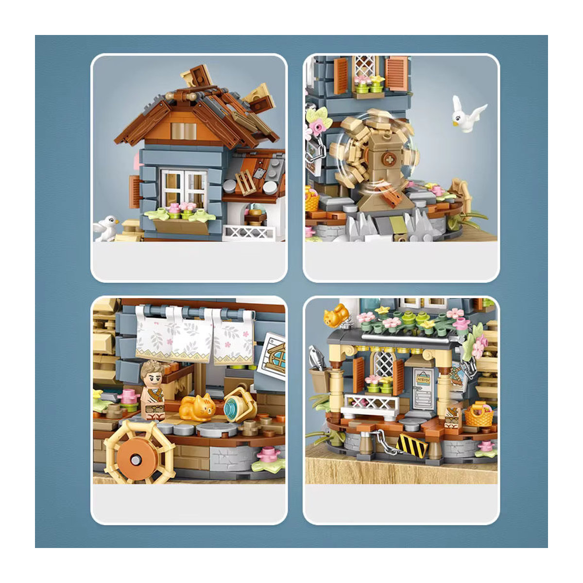 LOZ Street Series Windmill House Spieluhr Bausteine-Modell MOC-Modell Ornamente mehrfarbig - Bild 3