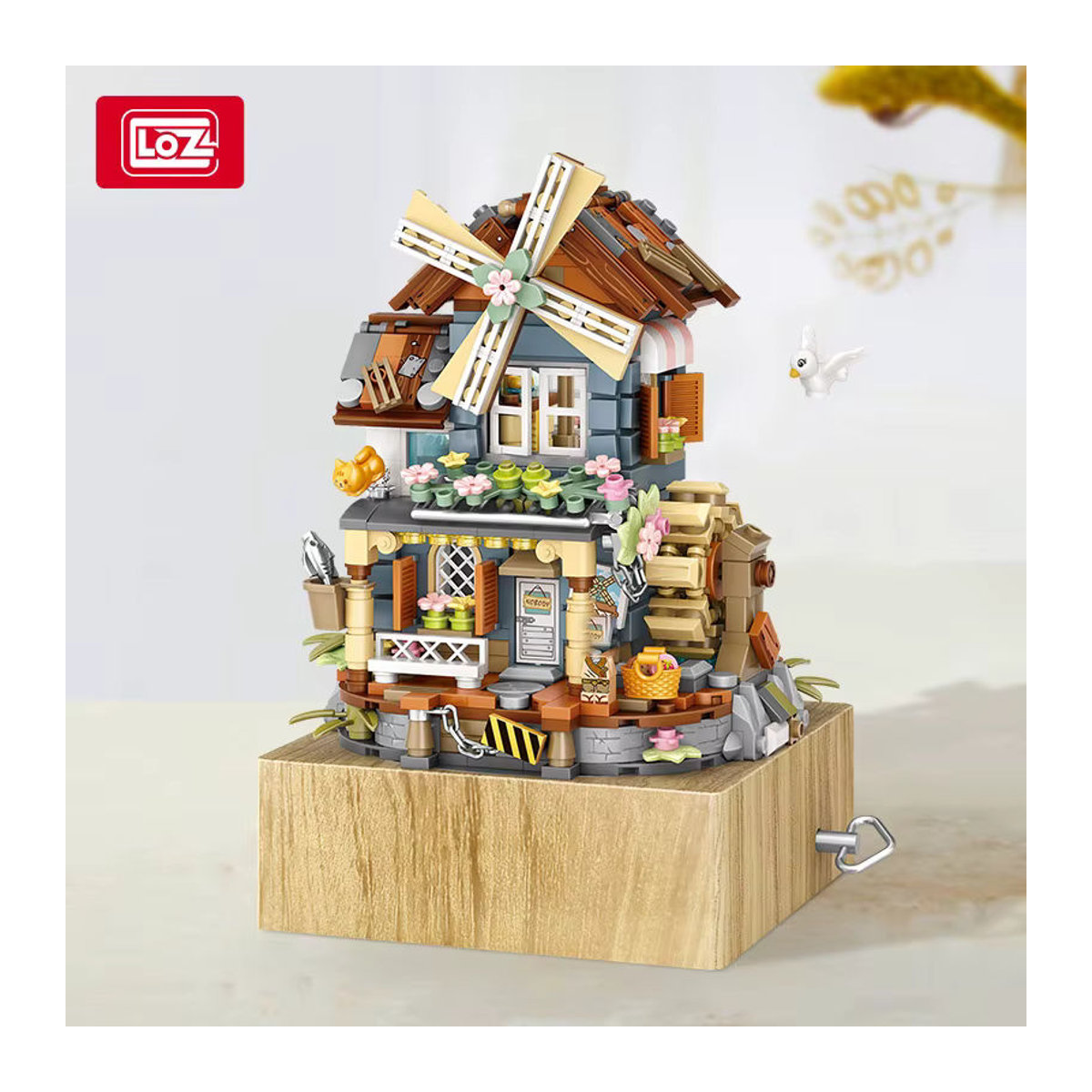 LOZ Street Series Windmill House Spieluhr Bausteine-Modell MOC-Modell Ornamente mehrfarbig - Bild 4