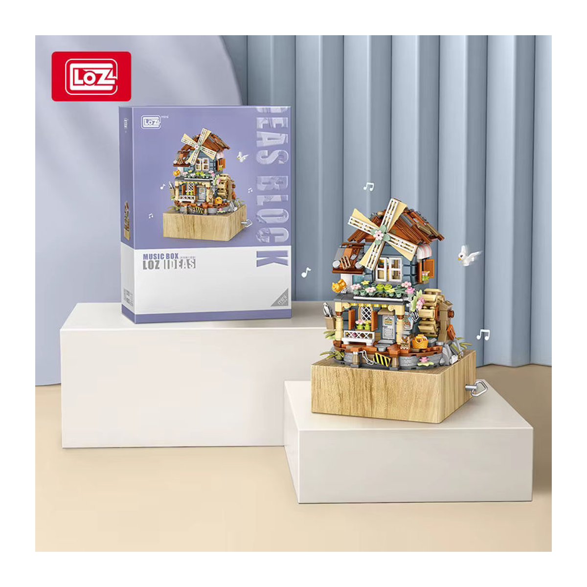 LOZ Street Series Windmill House Spieluhr Bausteine-Modell MOC-Modell Ornamente mehrfarbig - Bild 6