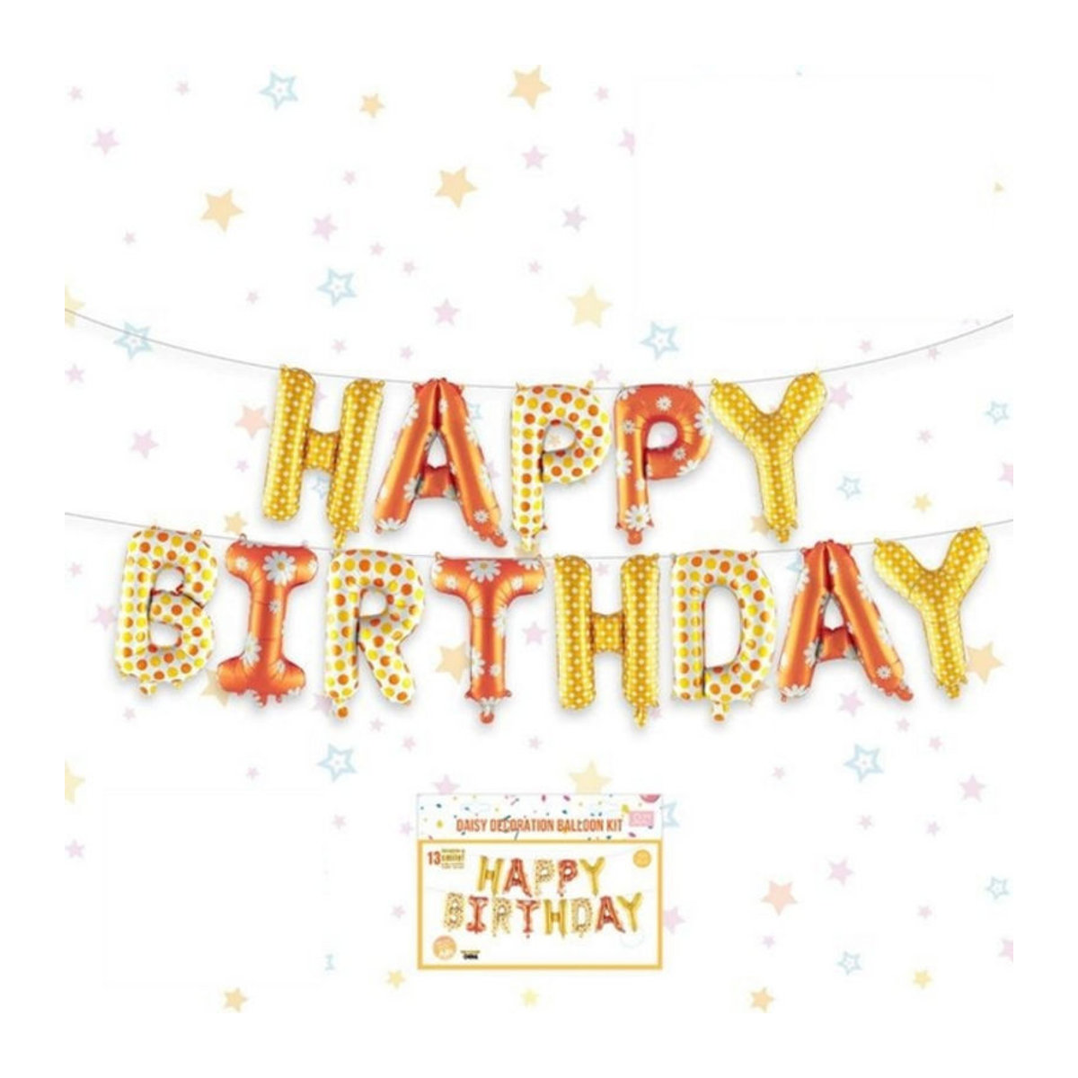 LQDIANTANG Alles Gute zum Geburtstag Folienballon Set in Orange mit Sonnenblumen Design, 13 Buchstaben, 40,64 cm Durchmesser - Bild 1