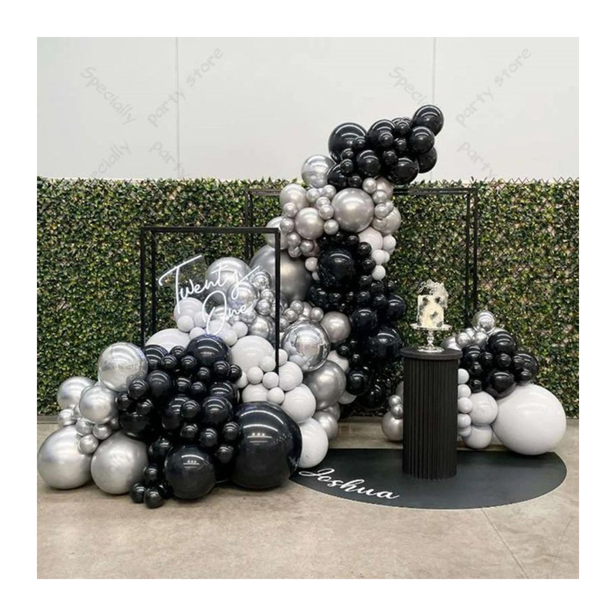 LQVYI Ballonbogen Girlande Set aus Latex in Schwarz, Weiß und Silber Metallic für Hochzeit und Geburtstag Dekoration - Bild 1