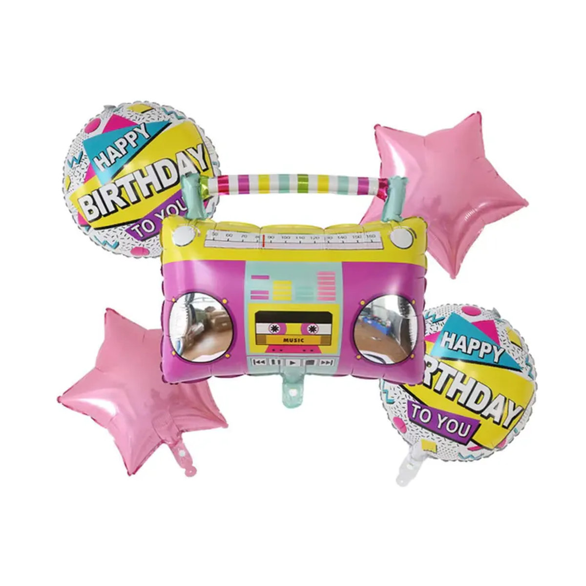LQVYI Helium-Folienballons Set mit Radio und Rollschuhen im Vintage-Design für 80er und 90er Jahre Geburtstagspartys, mehrfarbig - Bild 3