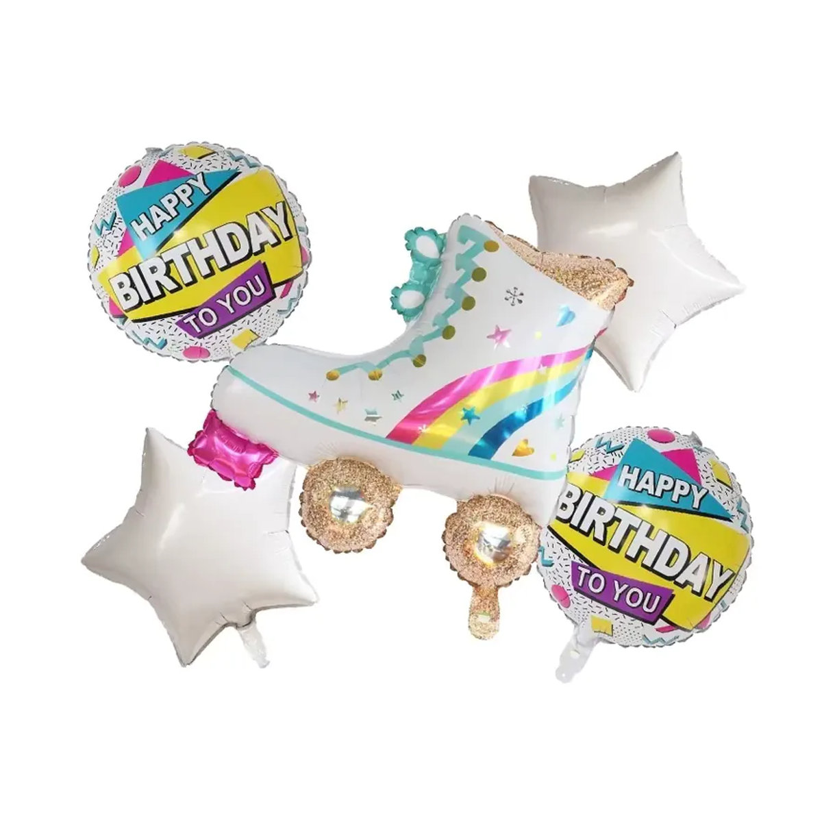 LQVYI Helium-Folienballons Set mit Radio und Rollschuhen im Vintage-Design für 80er und 90er Jahre Geburtstagspartys, mehrfarbig - Bild 4