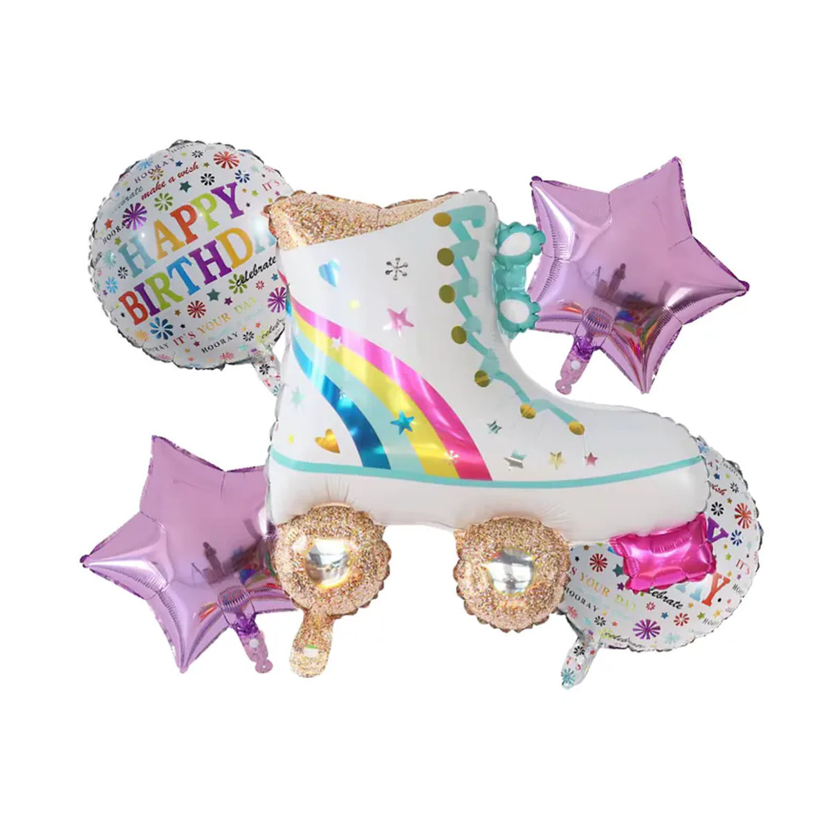 LQVYI Helium-Folienballons Set mit Radio und Rollschuhen im Vintage-Design für 80er und 90er Jahre Geburtstagspartys, mehrfarbig - Bild 5