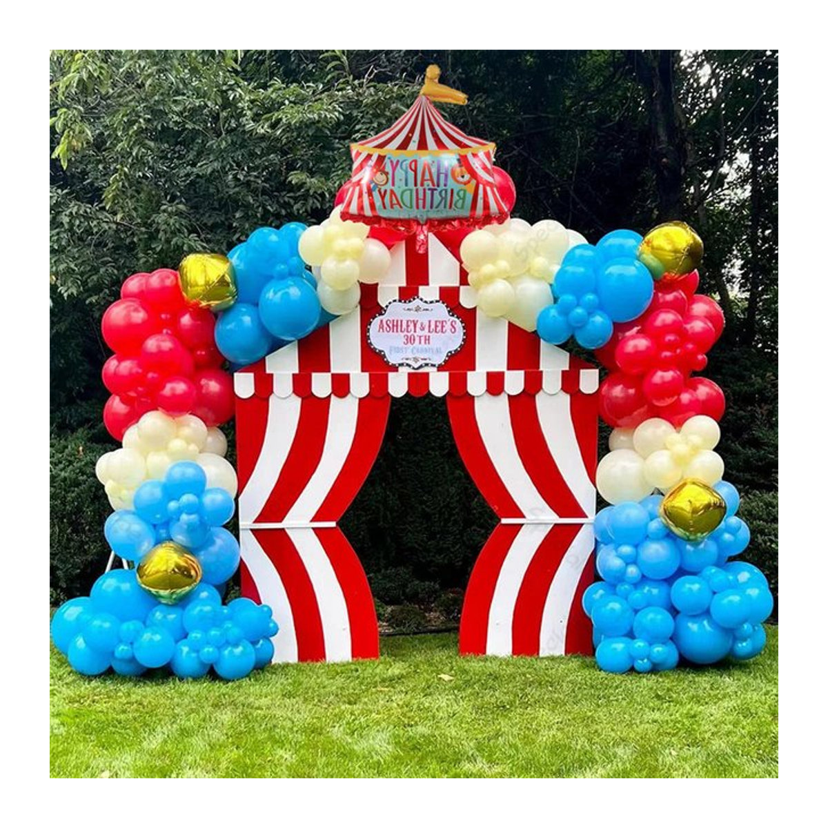 LQVYI Karneval Zirkus Ballon Bogen Kit mit 137 Stück in Gelb Rot Blau und Mehrfarbig für Kinder Geburtstag und Babyparty Dekoration - Bild 1