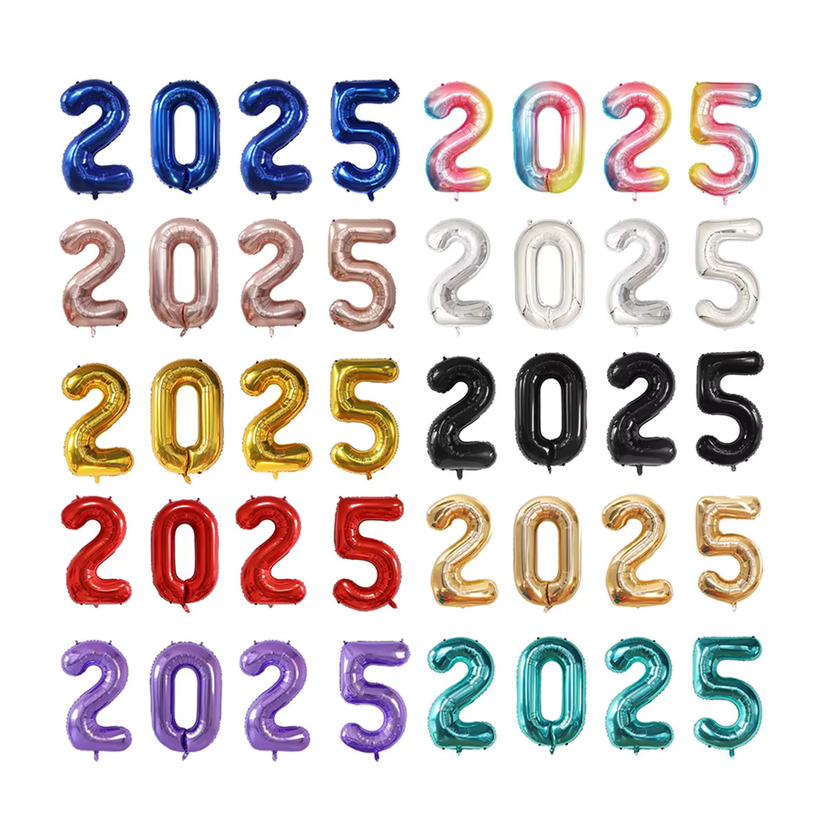 LQVYI Silvester Party Deko Set mit 2025 Zahlenballons und Frohes Neues Jahr Buchstaben Banner, mehrfarbig, 101,6 cm Höhe - Bild 1