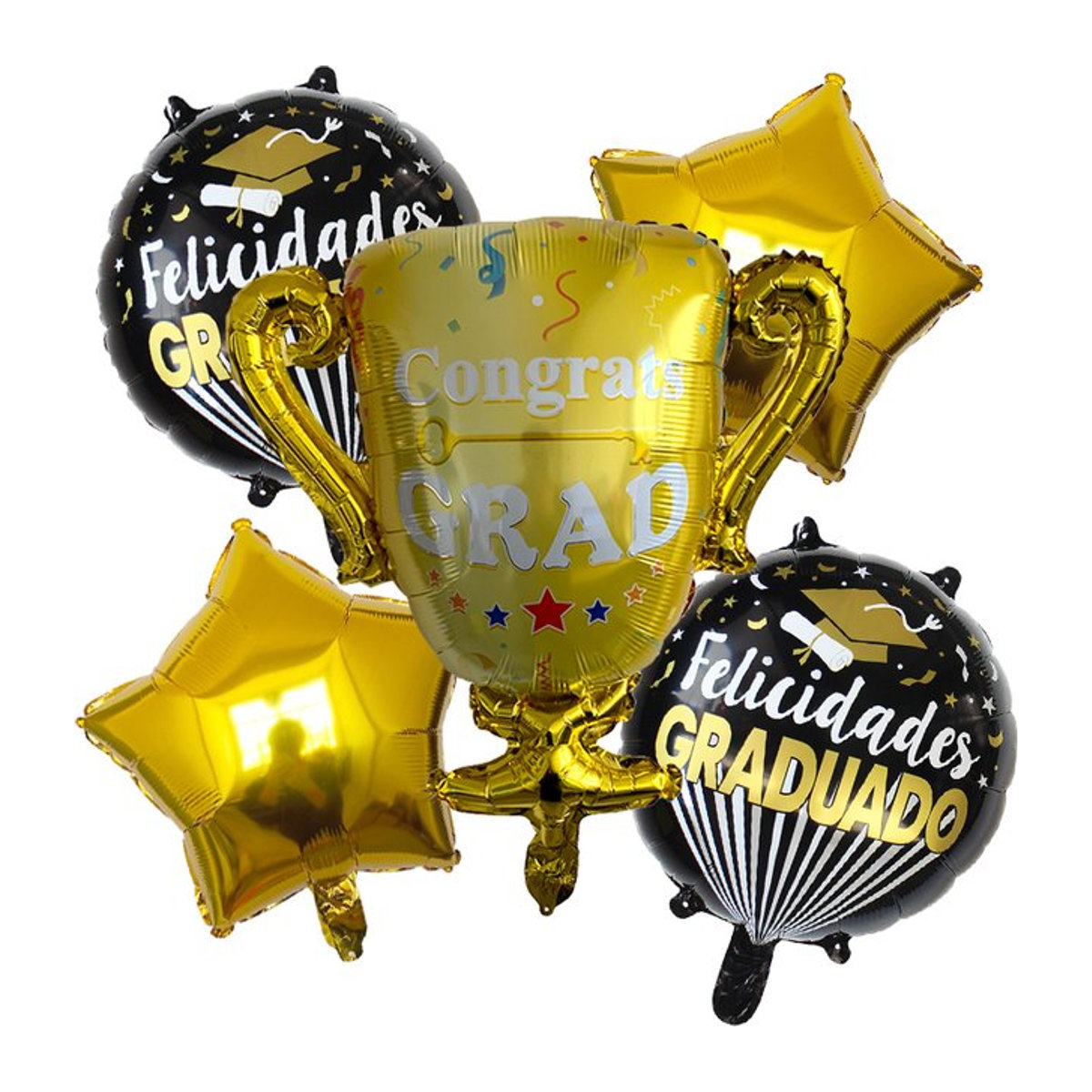LQZZY 5er Set Aluminium Folienballons in Schwarz und Gold für deine Abschlussfeier Dekoration - Bild 1