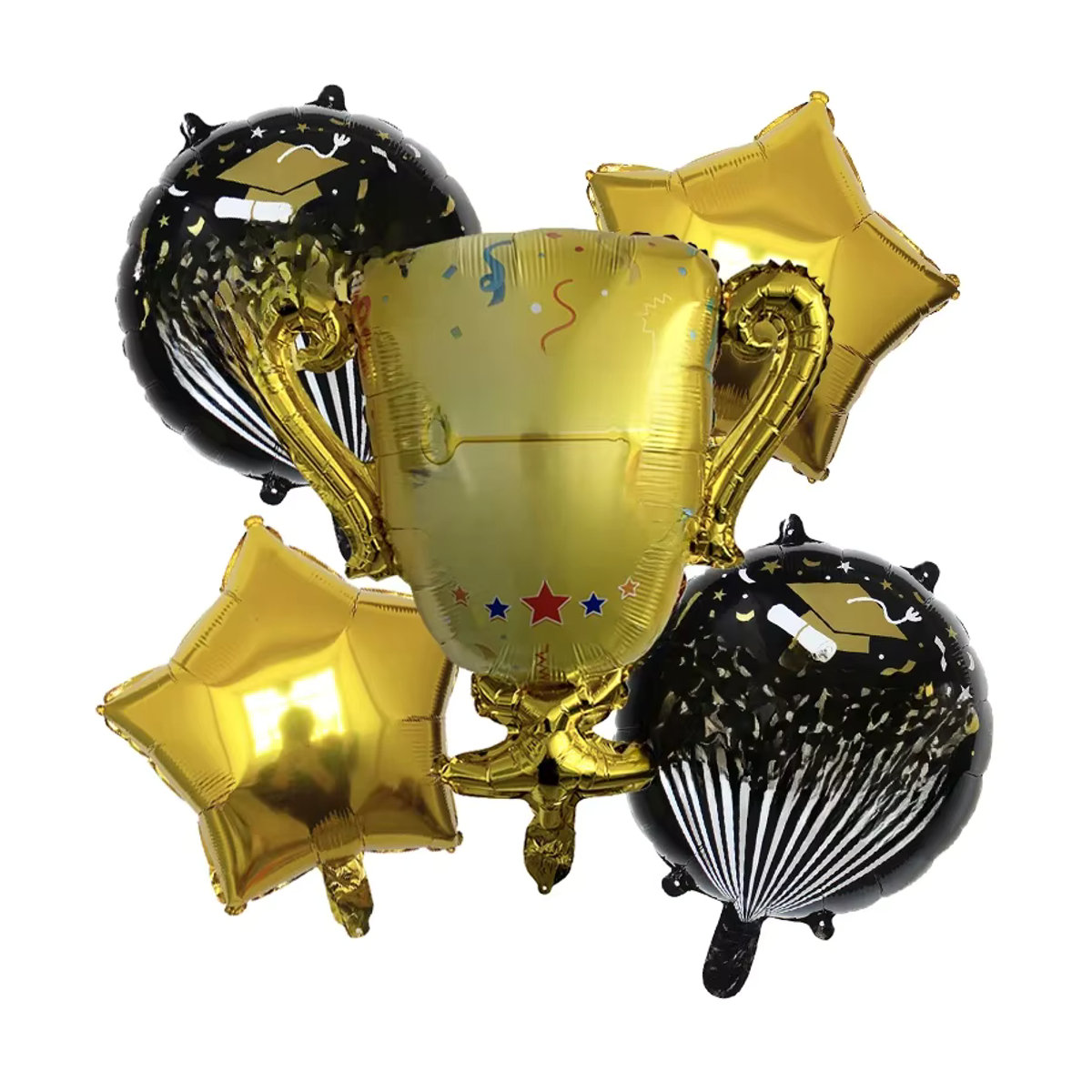 LQZZY 5er Set Aluminium Folienballons in Schwarz und Gold für deine Abschlussfeier Dekoration - Bild 2