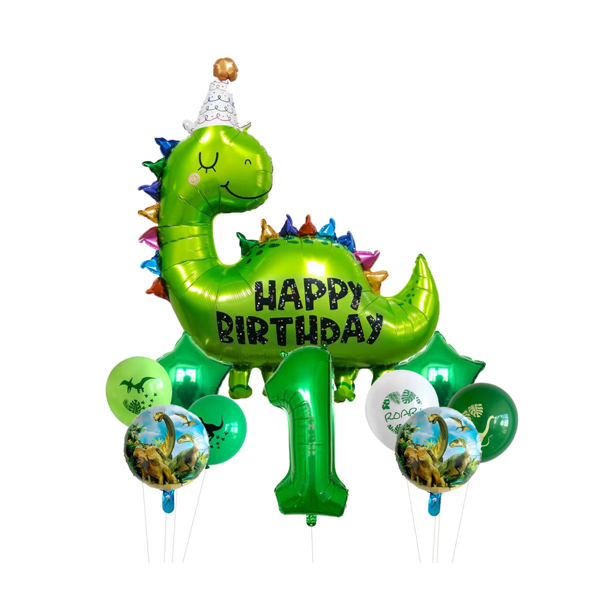 LQZZY Dinosaurier Party Dekorationsset mit Zahl, Stern und Latexballons in Grün für Kindergeburtstage im Jurassic Thema, 10/11 Stück - Bild 1