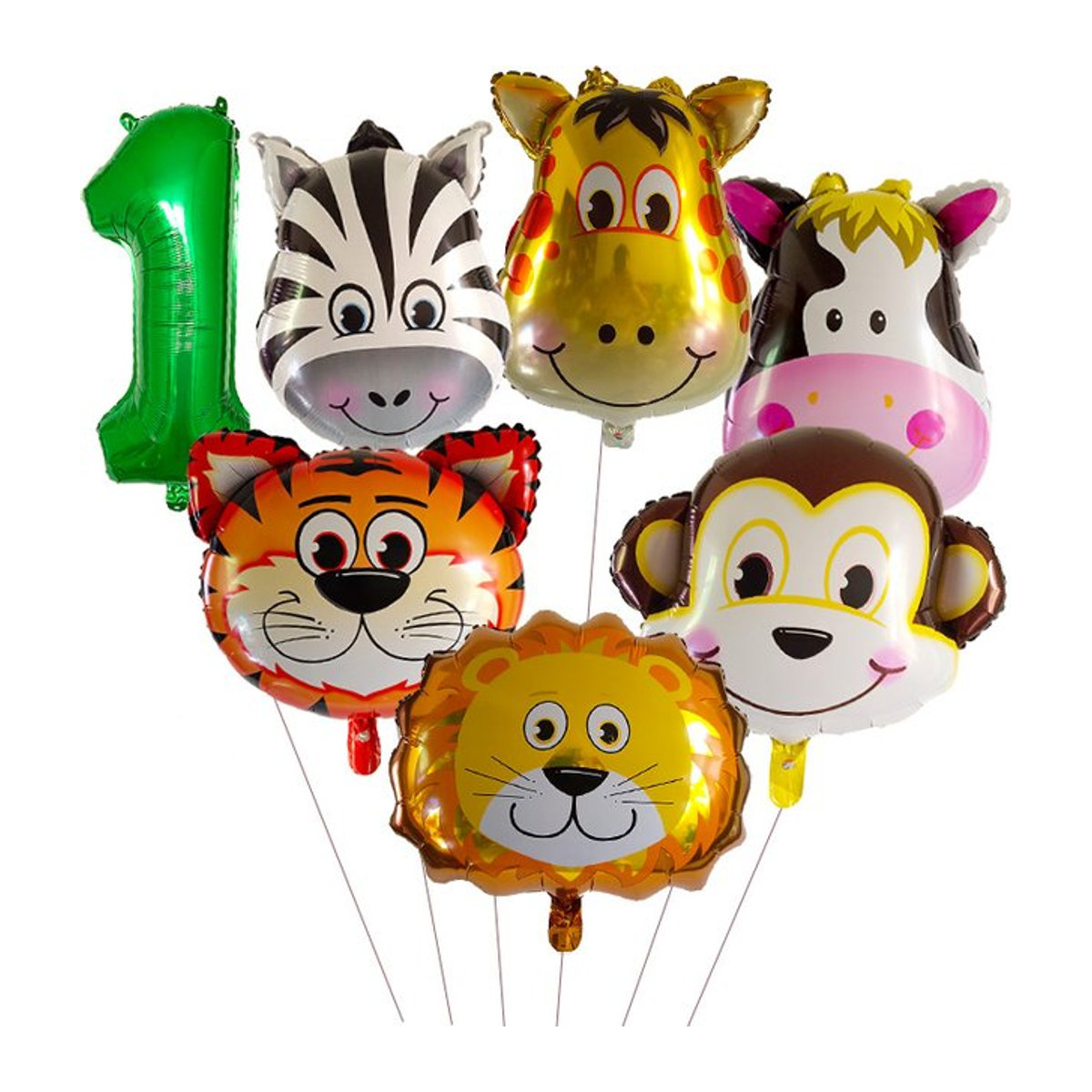 LQZZY Dschungel Safari Luftballons Set mit 7 Tierfolienballons für Kindergeburtstag und Babyparty in Mehrfarbig - Bild 1