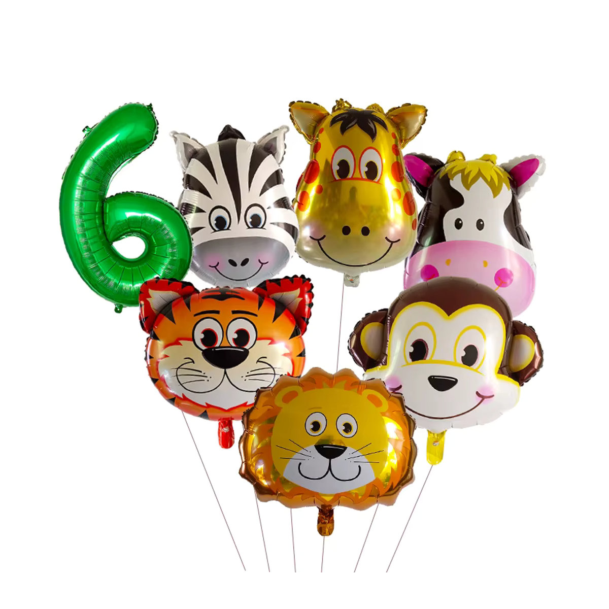 LQZZY Dschungel Safari Luftballons Set mit 7 Tierfolienballons für Kindergeburtstag und Babyparty in Mehrfarbig - Bild 2
