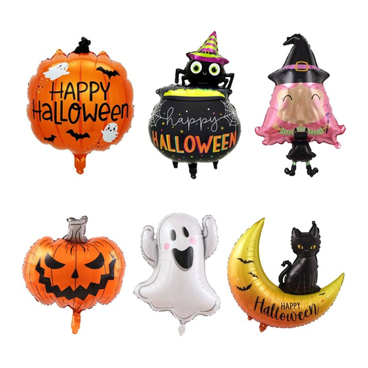 LQZZY Halloween Folienballons Set mit Kürbis, Geist, Spinne und Fledermaus für Kinder, mehrfarbig - Bild 1