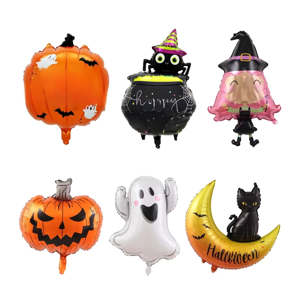 LQZZY Halloween Folienballons Set mit Kürbis, Geist, Spinne und Fledermaus für Kinder, mehrfarbig - Bild 4