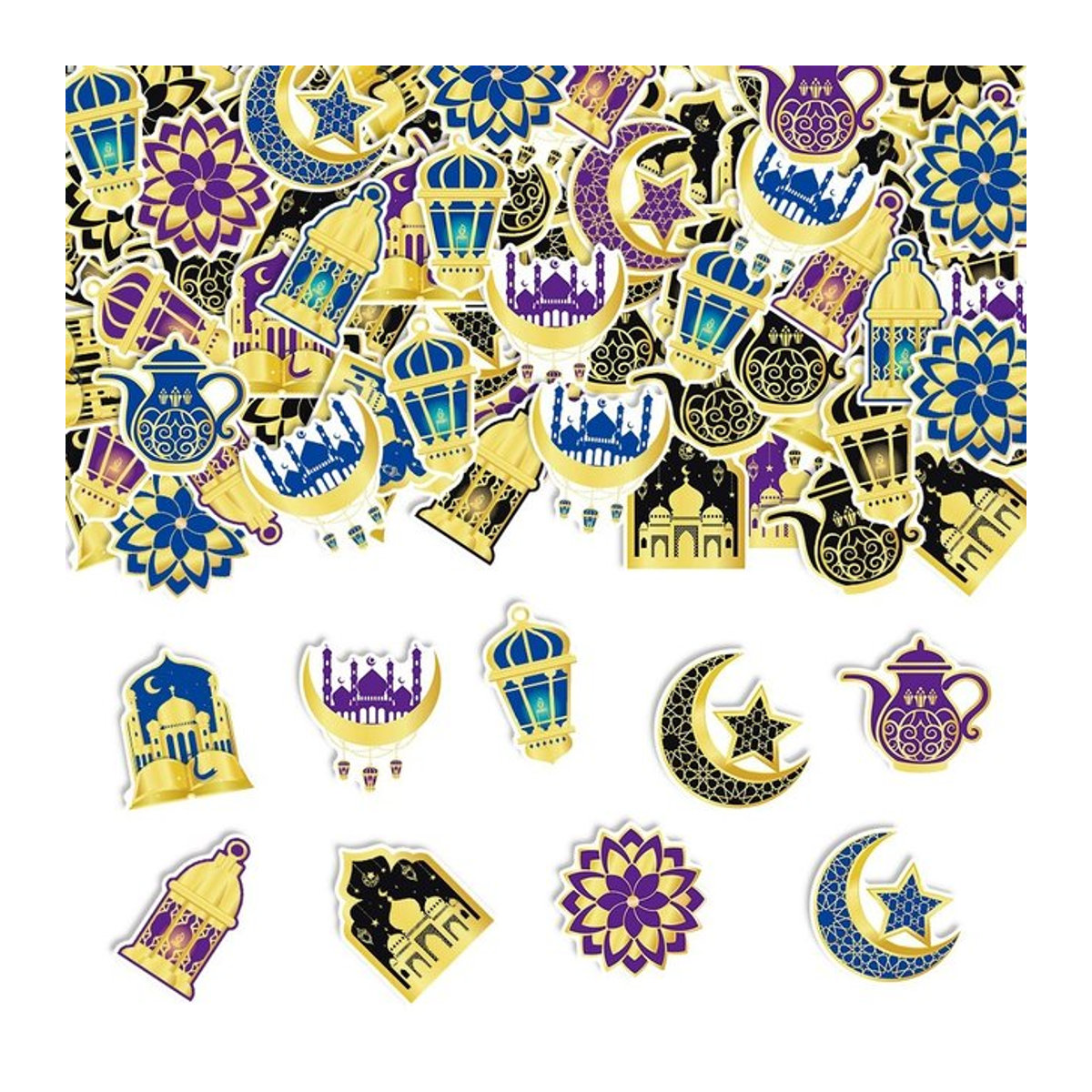 LQZZY Konfetti in Mond- und Sternform aus Papier, Gold, Ramadan und Eid Mubarak Dekoration - Bild 1