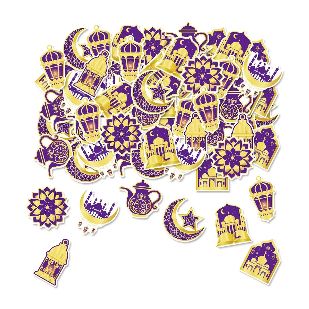 LQZZY Konfetti in Mond- und Sternform aus Papier, Gold, Ramadan und Eid Mubarak Dekoration - Bild 3