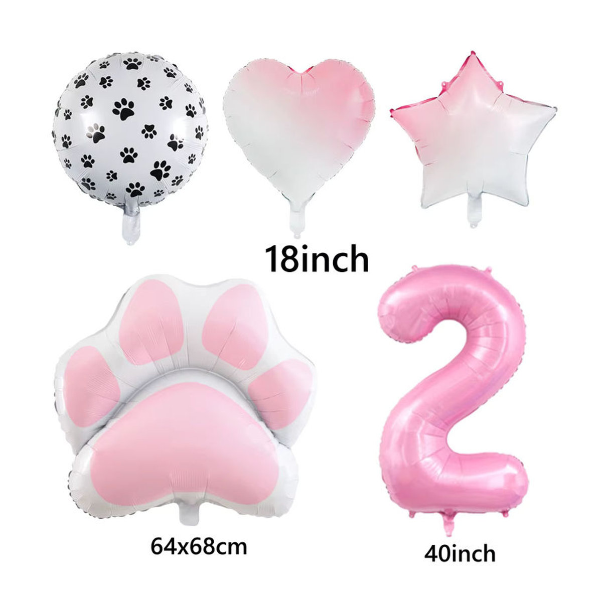 LQZZY Tier-Let's Pawty Aluminium-Ballon mit Katzenpfoten-Motiv in Rosa, Höhe: 101,6 cm, ideale Partydekoration für Geburtstag oder Babyparty - Bild 1