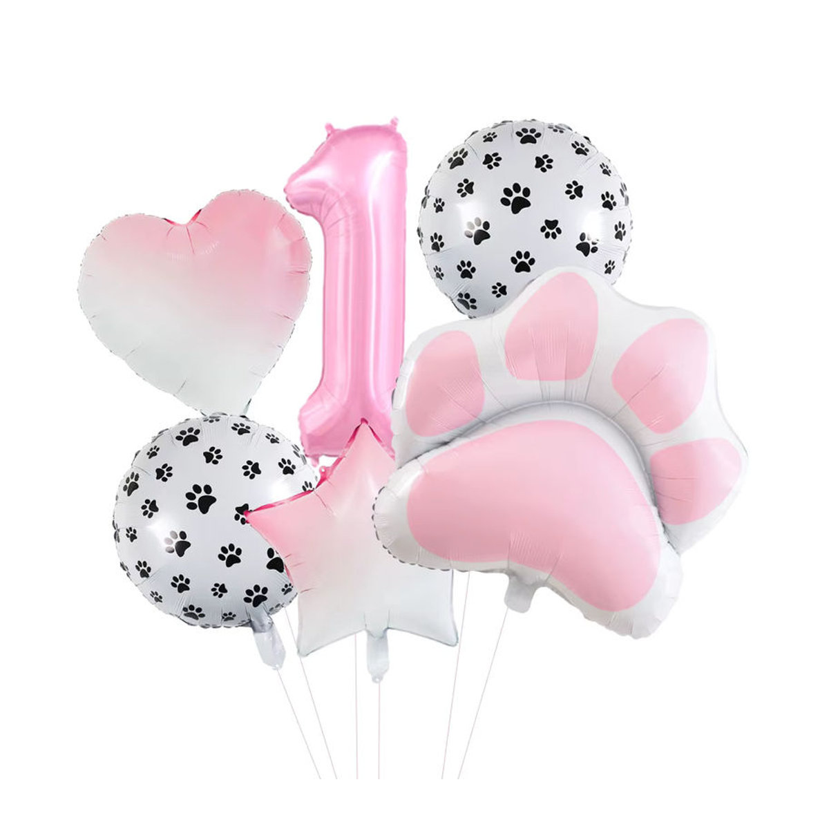 LQZZY Tier-Let's Pawty Aluminium-Ballon mit Katzenpfoten-Motiv in Rosa, Höhe: 101,6 cm, ideale Partydekoration für Geburtstag oder Babyparty - Bild 2