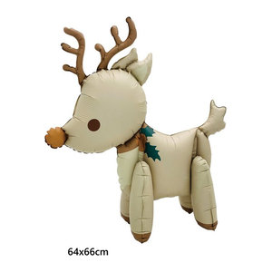 LQZZY Weihnachtsdeko Set mit stehendem Elch und Schlitten aus Aluminiumfolie in Beige
