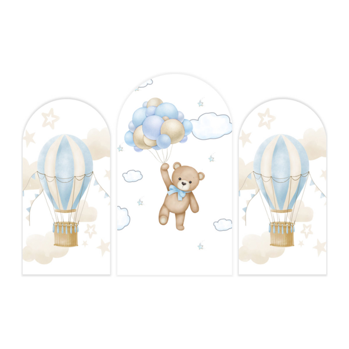 LS Custom 2-seitiger Party-Hintergrund It's a Boy Heißluftballon und Bär in Blau für Kindergeburtstag und Babyparty - Bild 1