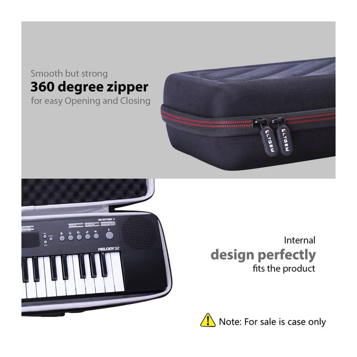 LTGEM Hartschalenkoffer für Alesis Melody 32 tragbares 32-Tasten-Mini-Digitalpiano und Tastatur in Schwarz - Bild 5