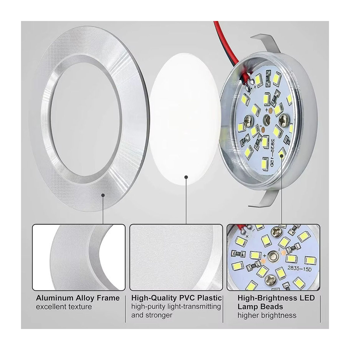 LUCERNA LED-Einbaustrahler aus Aluminium in Silber für Spiegelschrank, Wohnwagen und Kleiderschrank - Bild 4