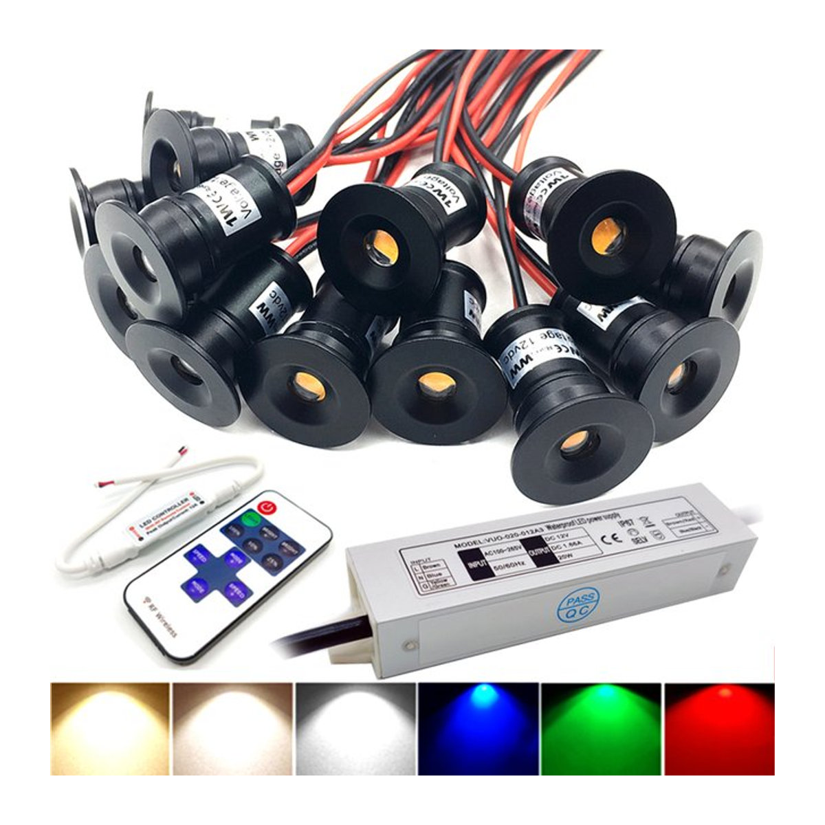LUCERNA LED Mini-Strahler 1W, dimmbarer 12V Einbaustrahler aus Aluminium in Schwarz mit Fernbedienung - Bild 1