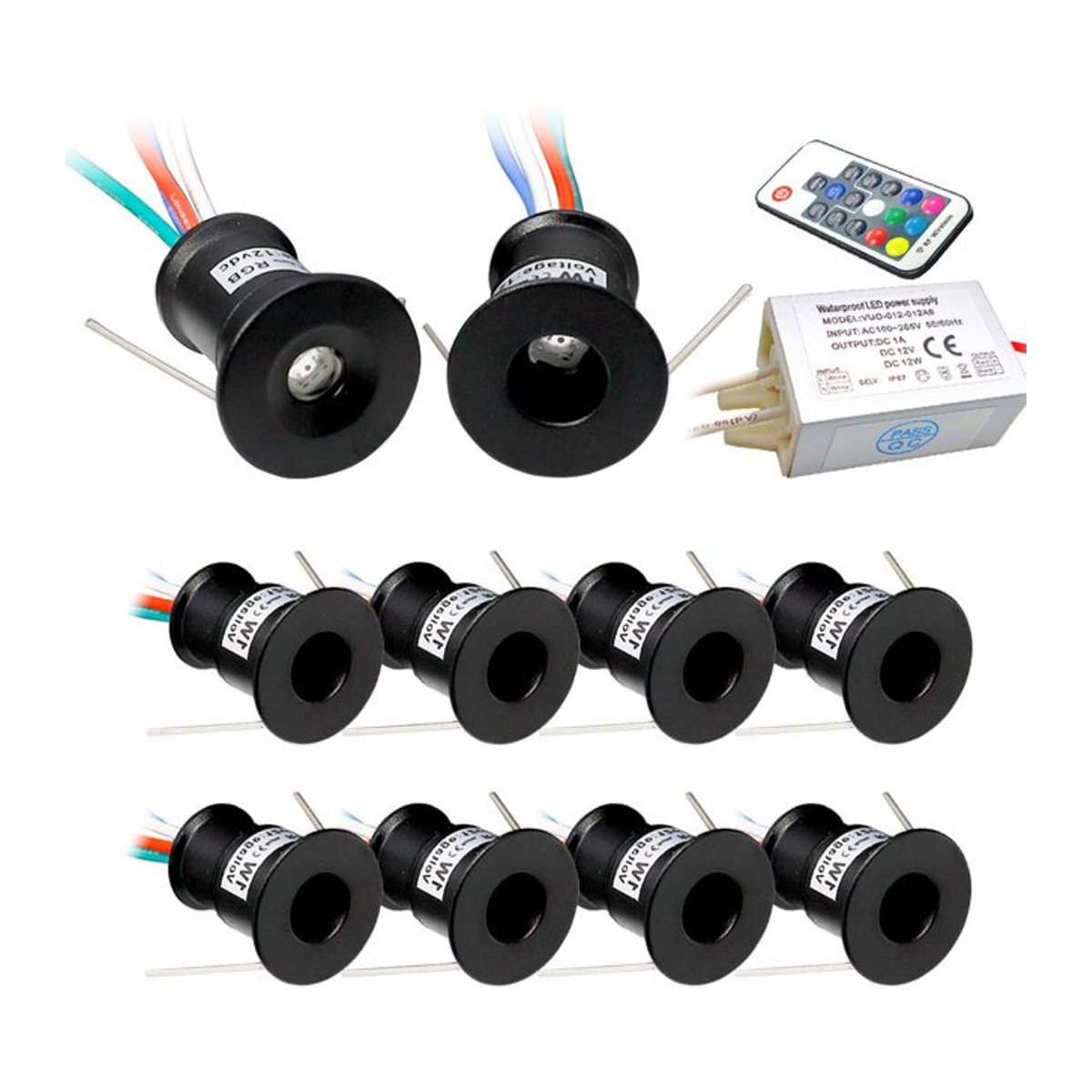 LUCERNA RGB Mini-Einbaustrahler 12V LED-Spot mit Fernbedienung, Schwarz, Aluminium - Bild 1