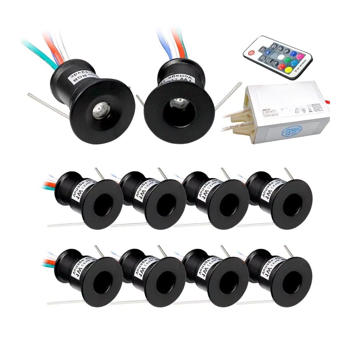 LUCERNA RGB Mini-Einbaustrahler 12V LED-Spot mit Fernbedienung, Schwarz, Aluminium - Bild 5