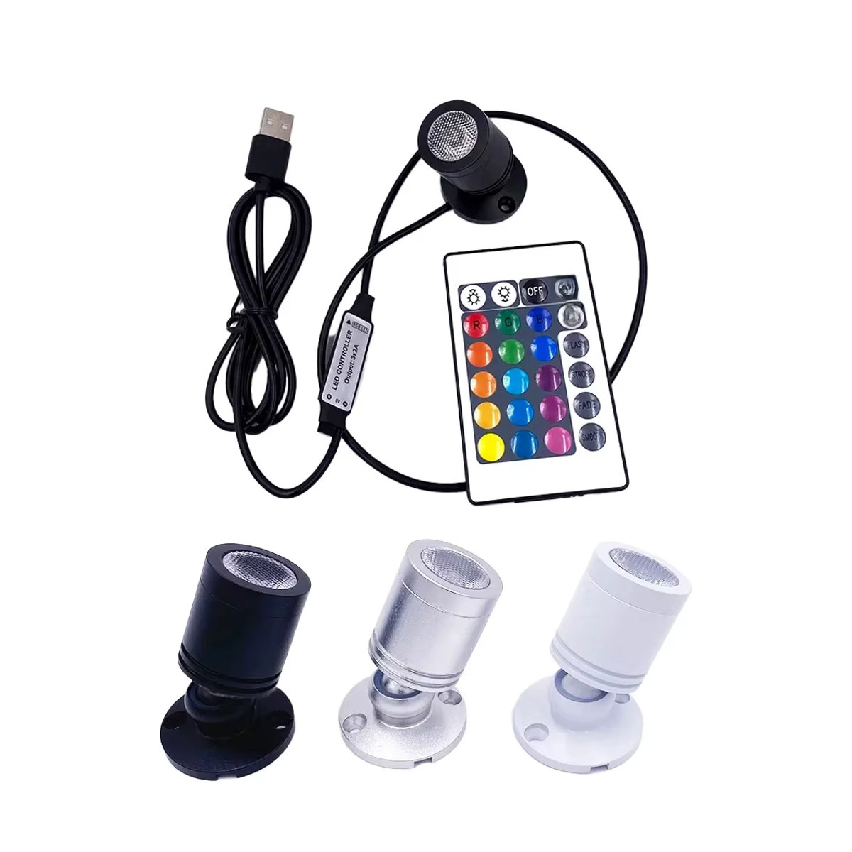 LUCERNA RGB Mini LED Strahler Bunt Dimmbar mit USB-Anschluss für Schrank Vitrine und Möbelbeleuchtung - Bild 4