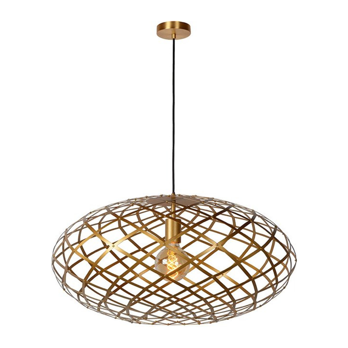 Lucide Wolfram Pendelleuchte aus Metall in Messing und Gold mit E27 Fassung, Durchmesser: 65 cm - Bild 1