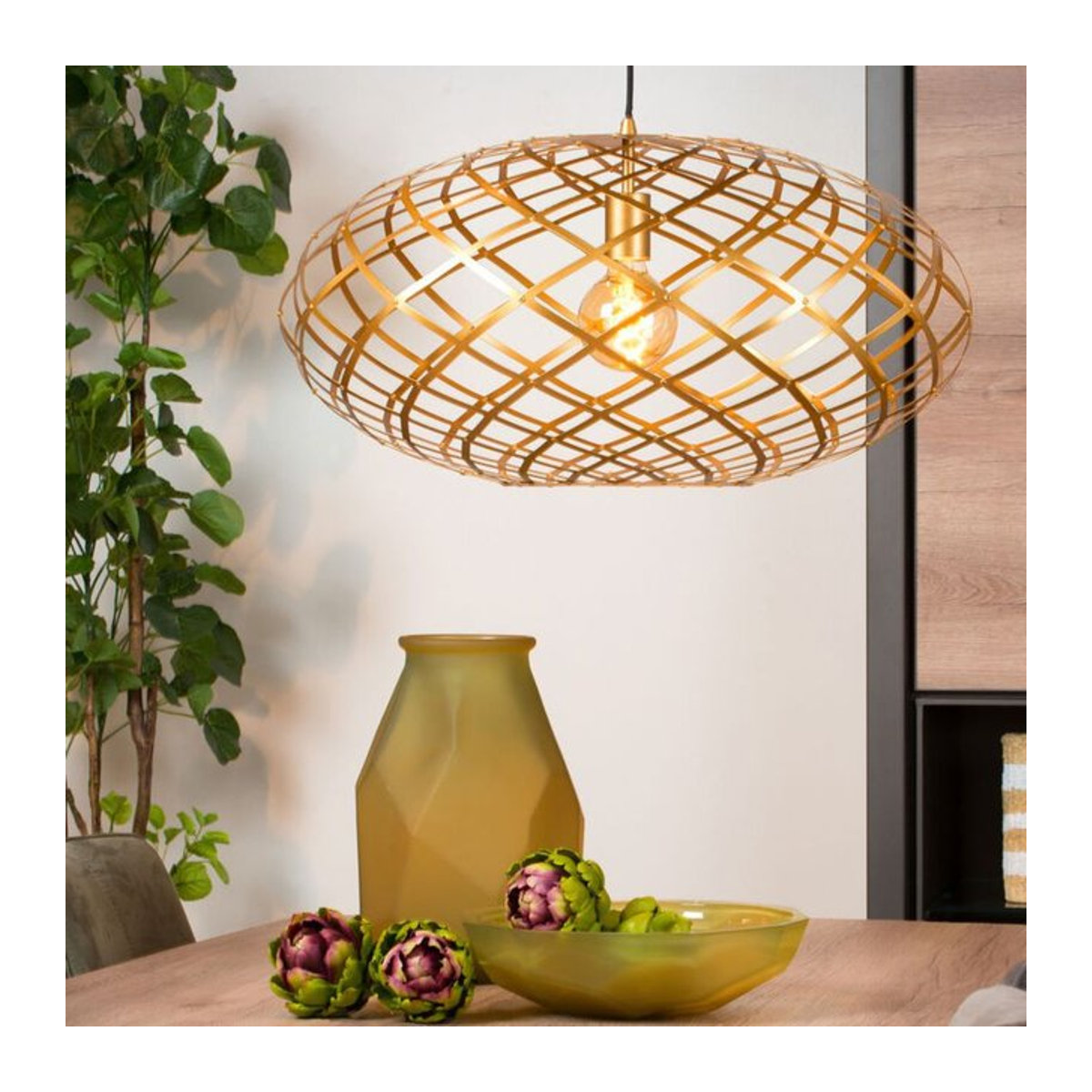 Lucide Wolfram Pendelleuchte aus Metall in Messing und Gold mit E27 Fassung, Durchmesser: 65 cm - Bild 2