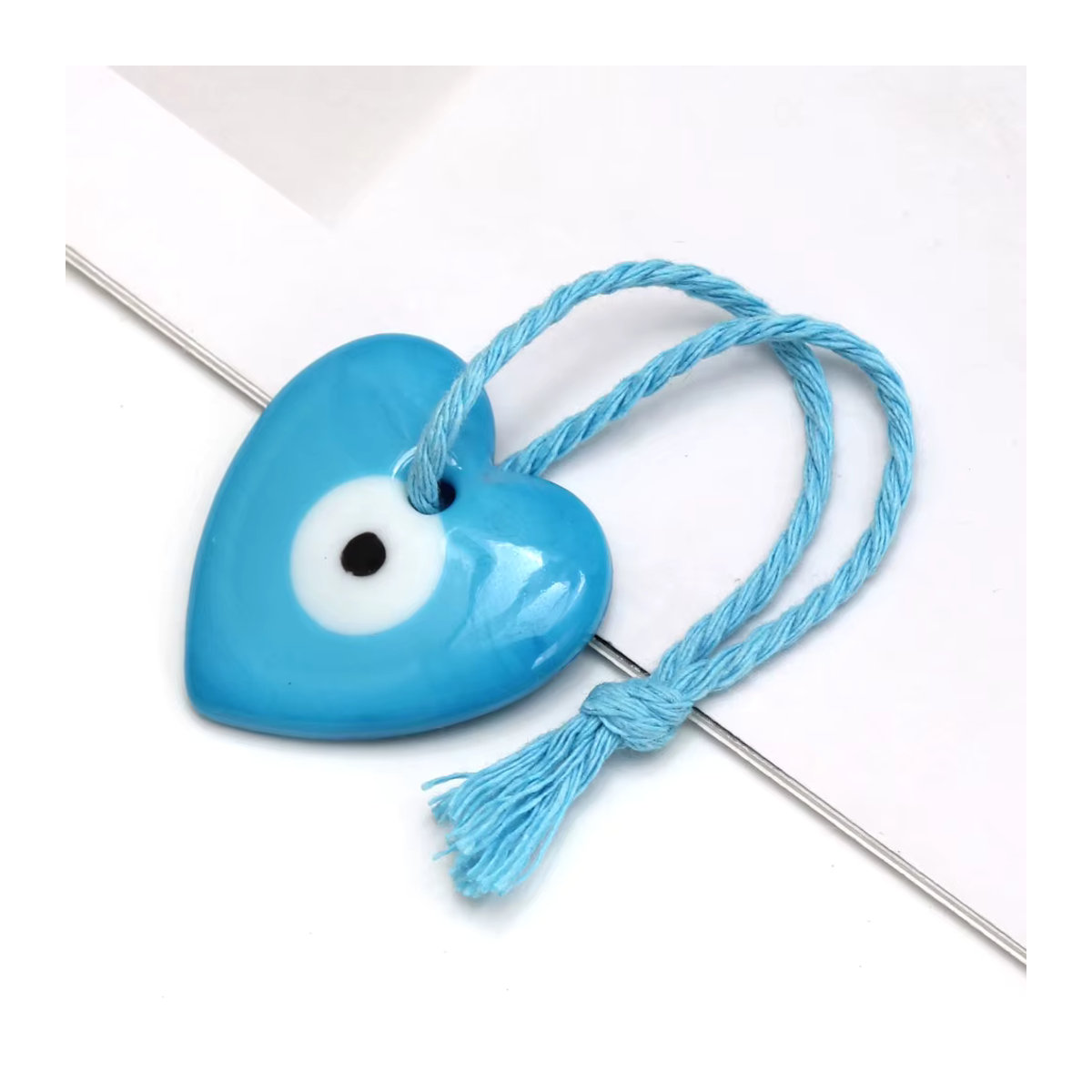 Lucky Eye Glas Tropfen Wandbehang und Schlüsselanhänger mit Fatima Hand und Herz in Mehrfarbig - Bild 2