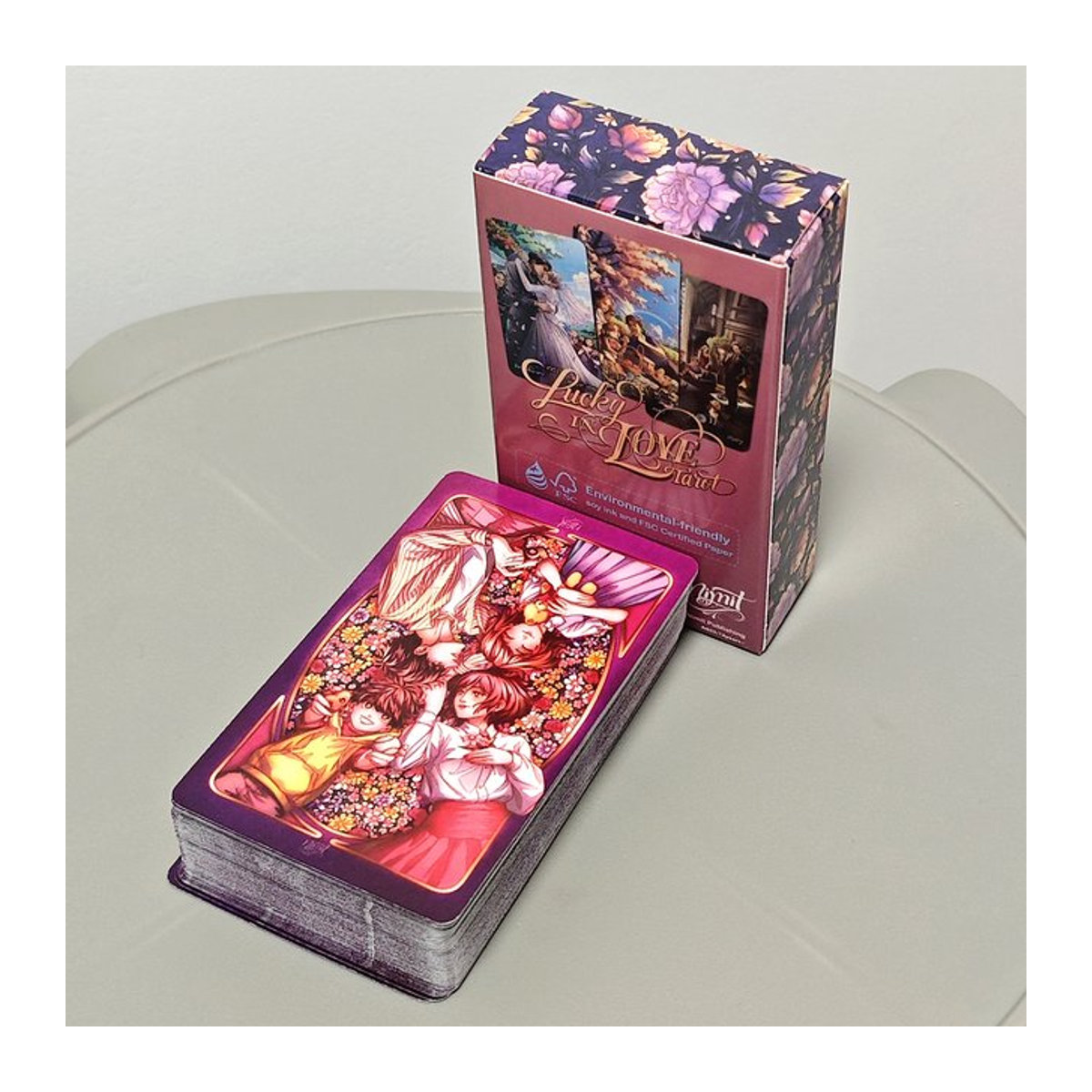 Lucky In Love Tarot-Deck mit 78 Cartoon-Tarot-Karten im Anime-Stil, mehrfarbig, B: 6 cm, H: 10,3 cm - Bild 1