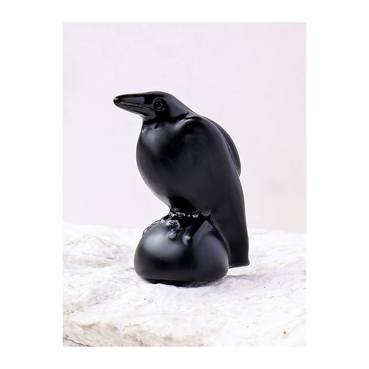 LuckyBird Krähenfigur aus schwarzem Naturstein als handgefertigte Vogelskulptur zur Dekoration - Bild 7