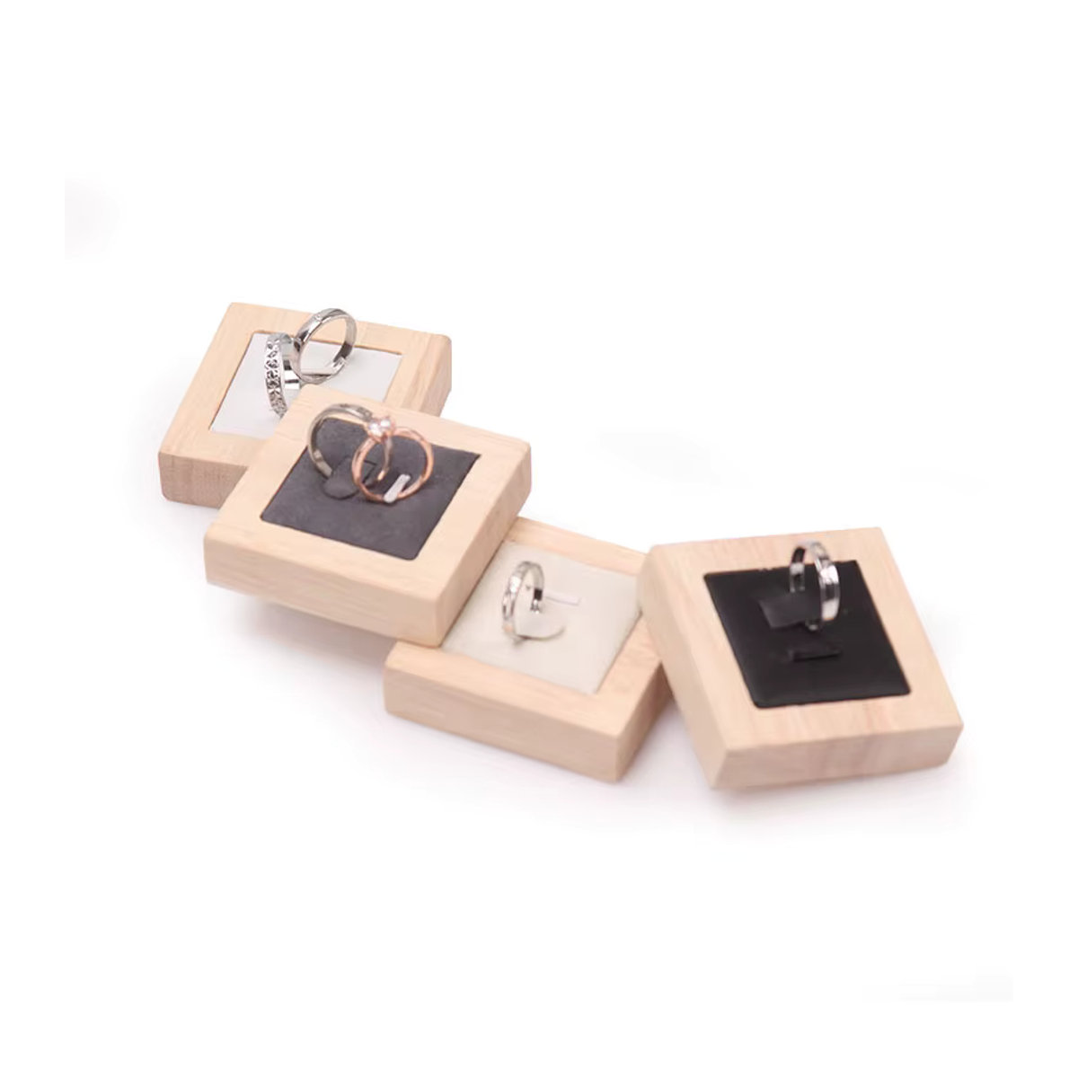 Luckyiasv Ring Display Rack aus Bambusholz in Beige und Silber für minimalistische Schmuckpräsentation - Bild 3