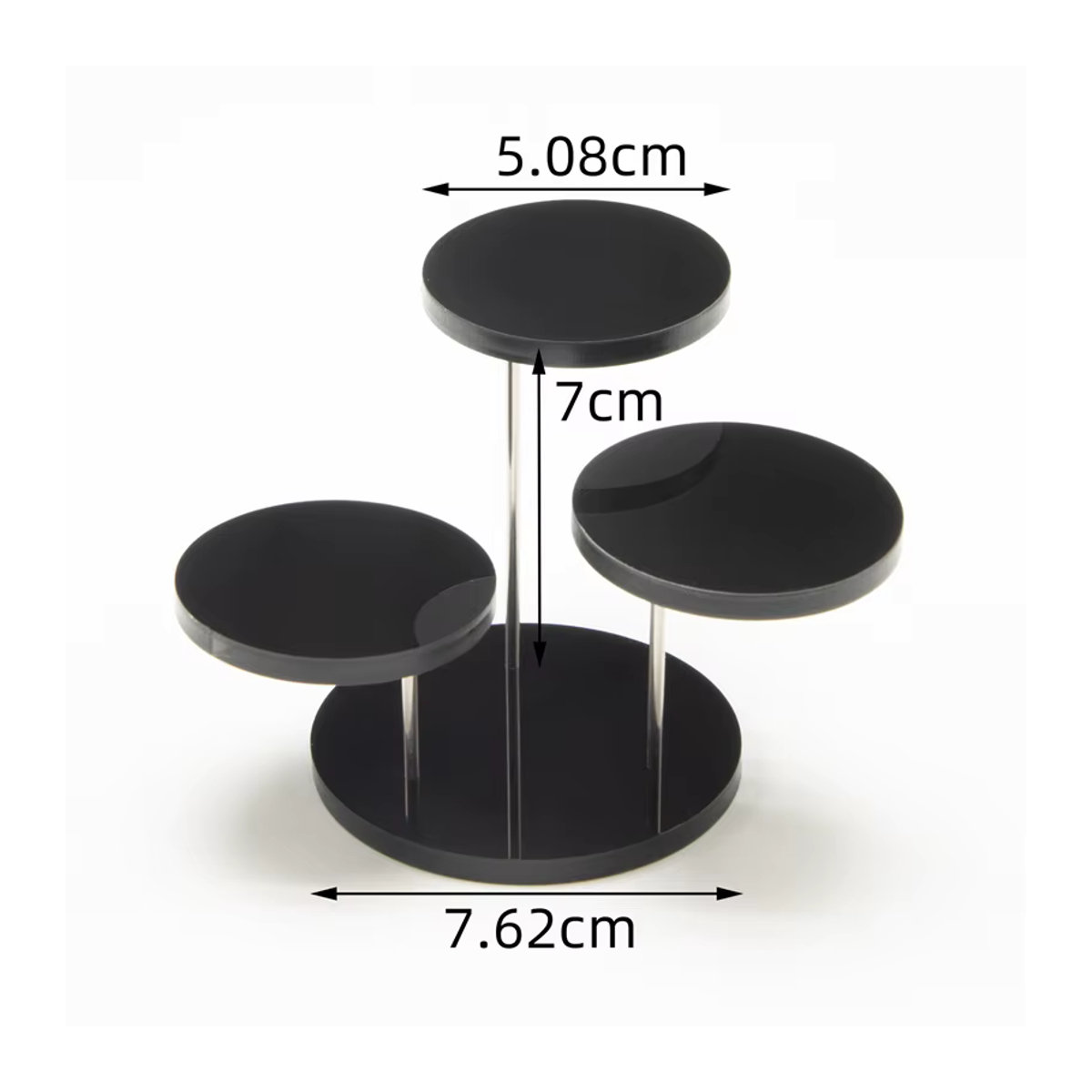Luckyiasv Schmuckständer aus Kunststoff, 3-lagig und drehbar, rund, für Ohrringe und Ohrstecker, transparent oder schwarz - Bild 3