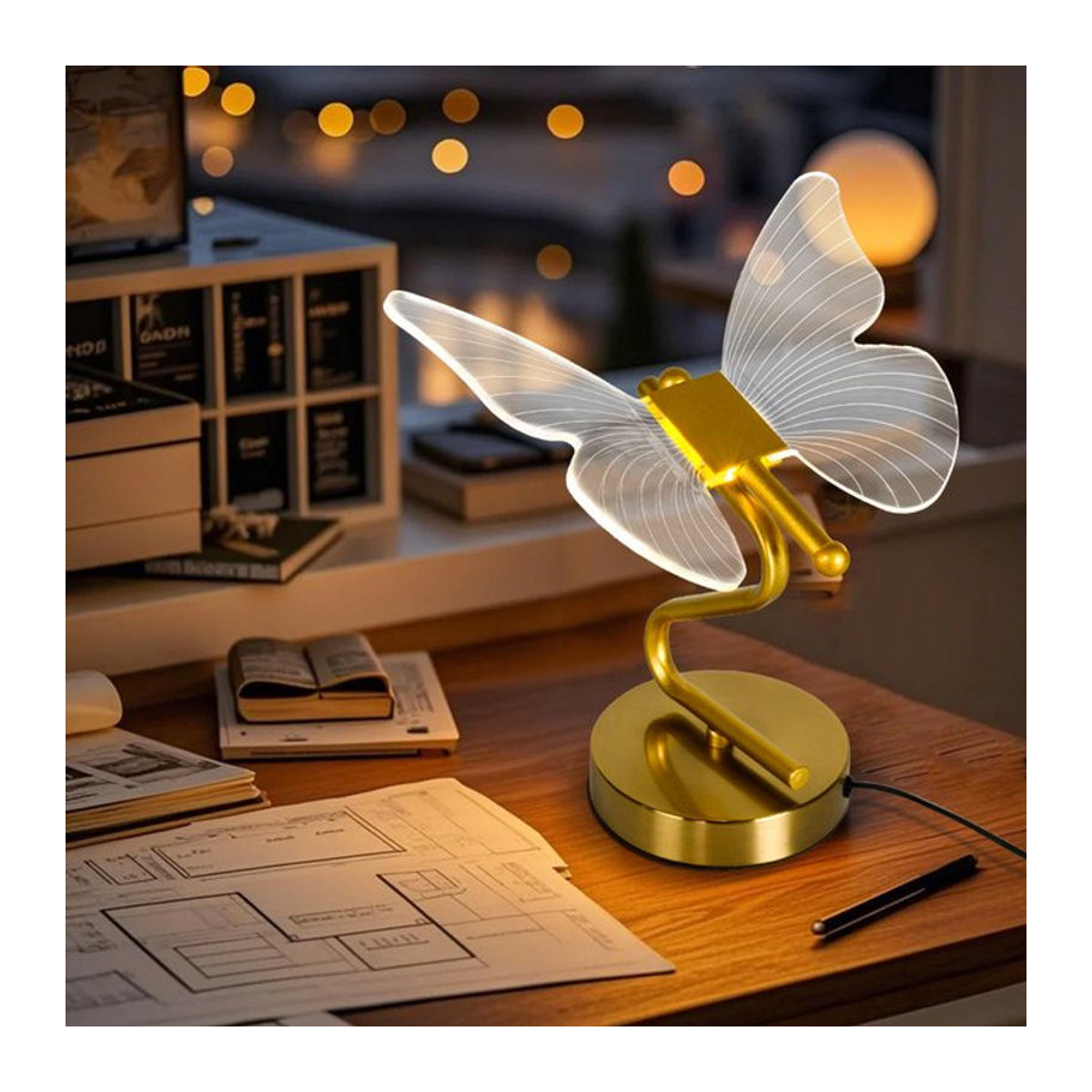 Ludengchaoshi LED Schmetterlings Tischlampe im modernen skandinavischen Design aus Metall mit 3 Farben - Bild 1