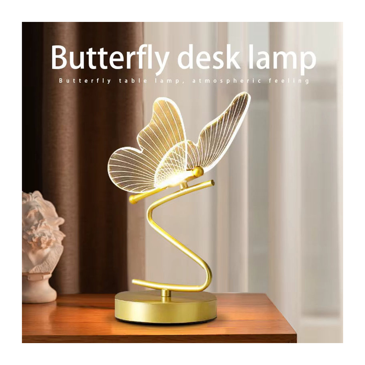 Ludengchaoshi LED Schmetterlings Tischlampe im modernen skandinavischen Design aus Metall mit 3 Farben - Bild 2